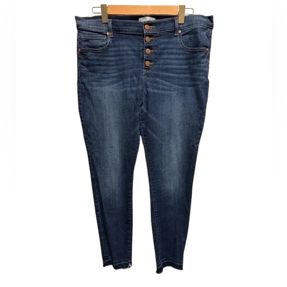LOFT Denim - Loft Made and Loved Women’s Button Fly Modern Skinny Jeans Raw Hem 32/14